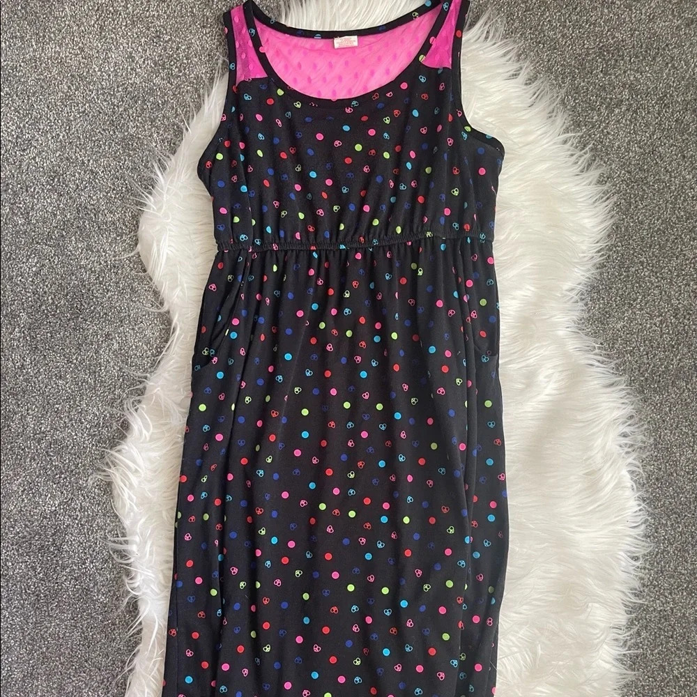 Girl’s Circo polka dot black and pink sleeveless dress XL - Picture 1 of 2